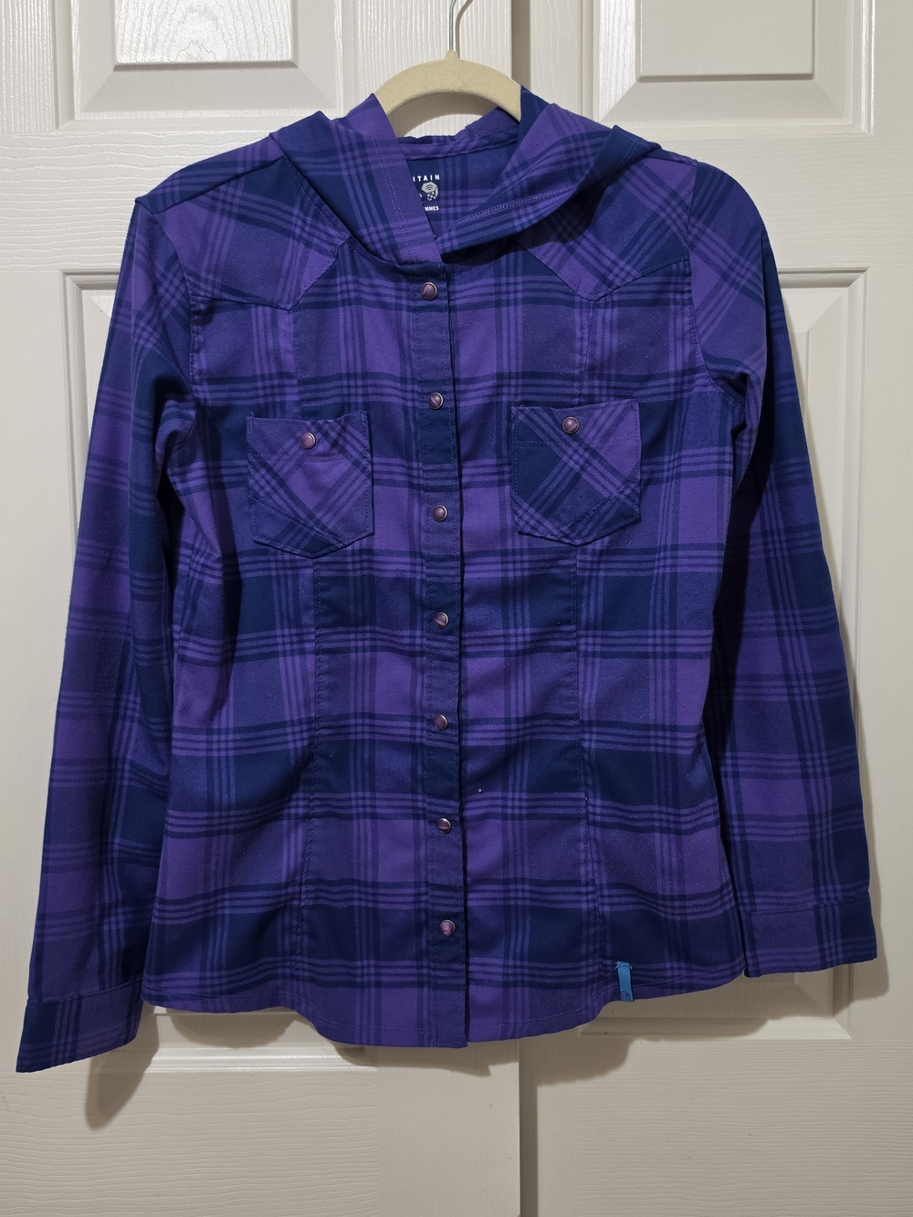 Mountain Hardwear Bright Purple Plaid Hoodie Snapped Shacket